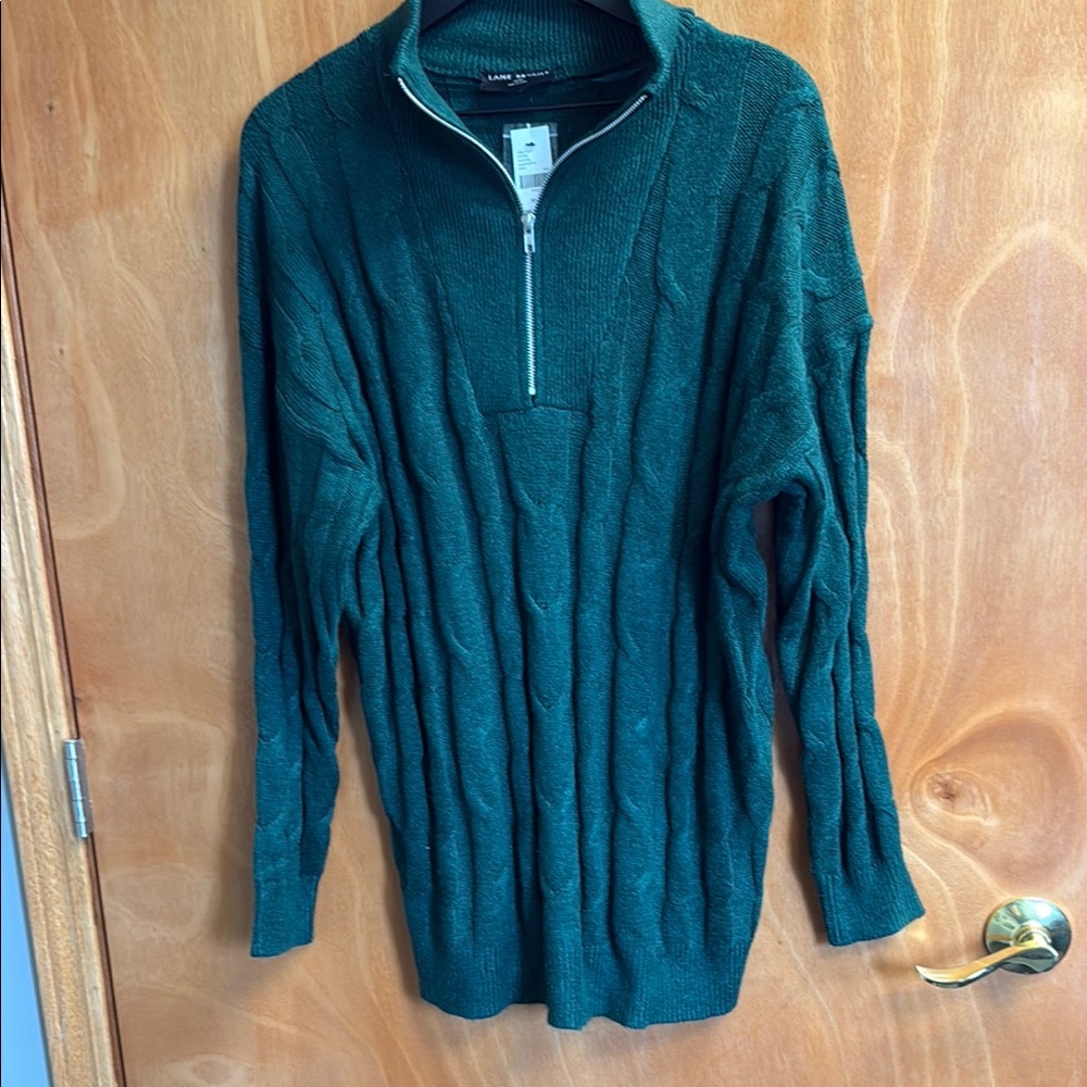 Lane Bryant Green Half-Zip Sweater